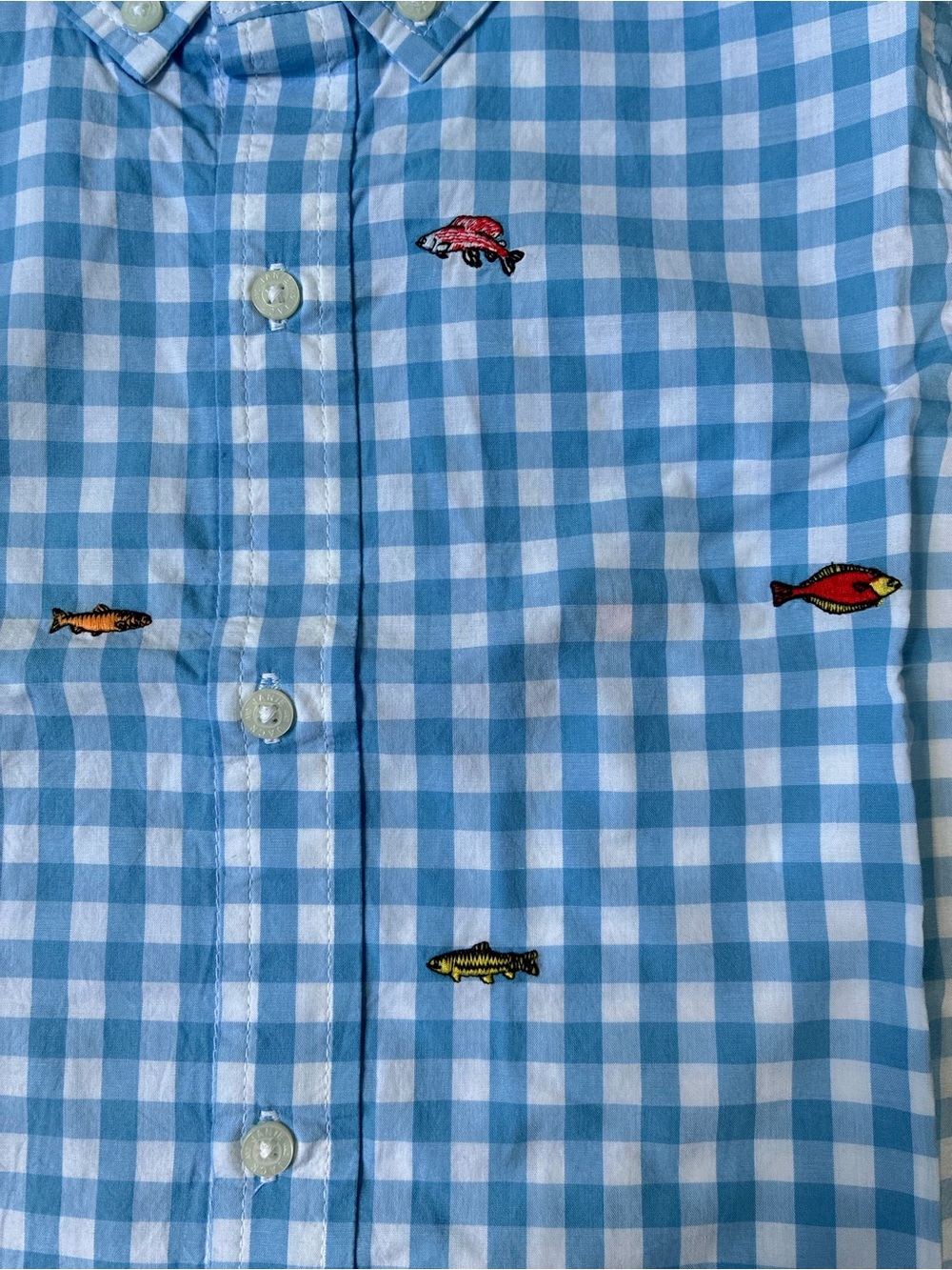 NWT - Janie and Jack Embroidered Fish Gingham Shirt (Blue/White) Size 8 - Picture 9 of 9
